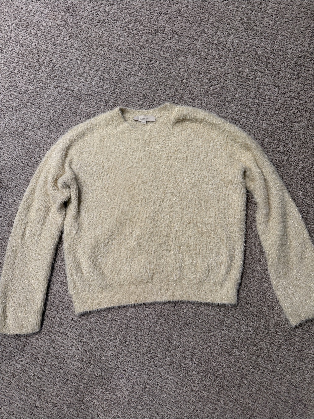 LOFT Cozy Crewneck Sweater in Light Beige